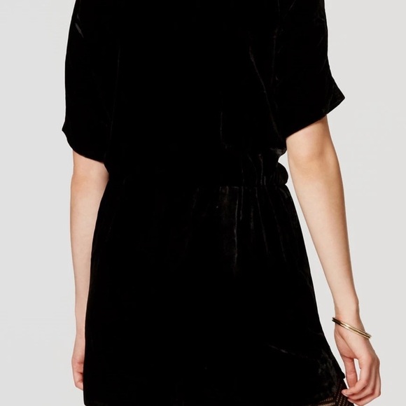 LOFT black velvet crossover neck v neck romper 4 - Picture 2 of 14